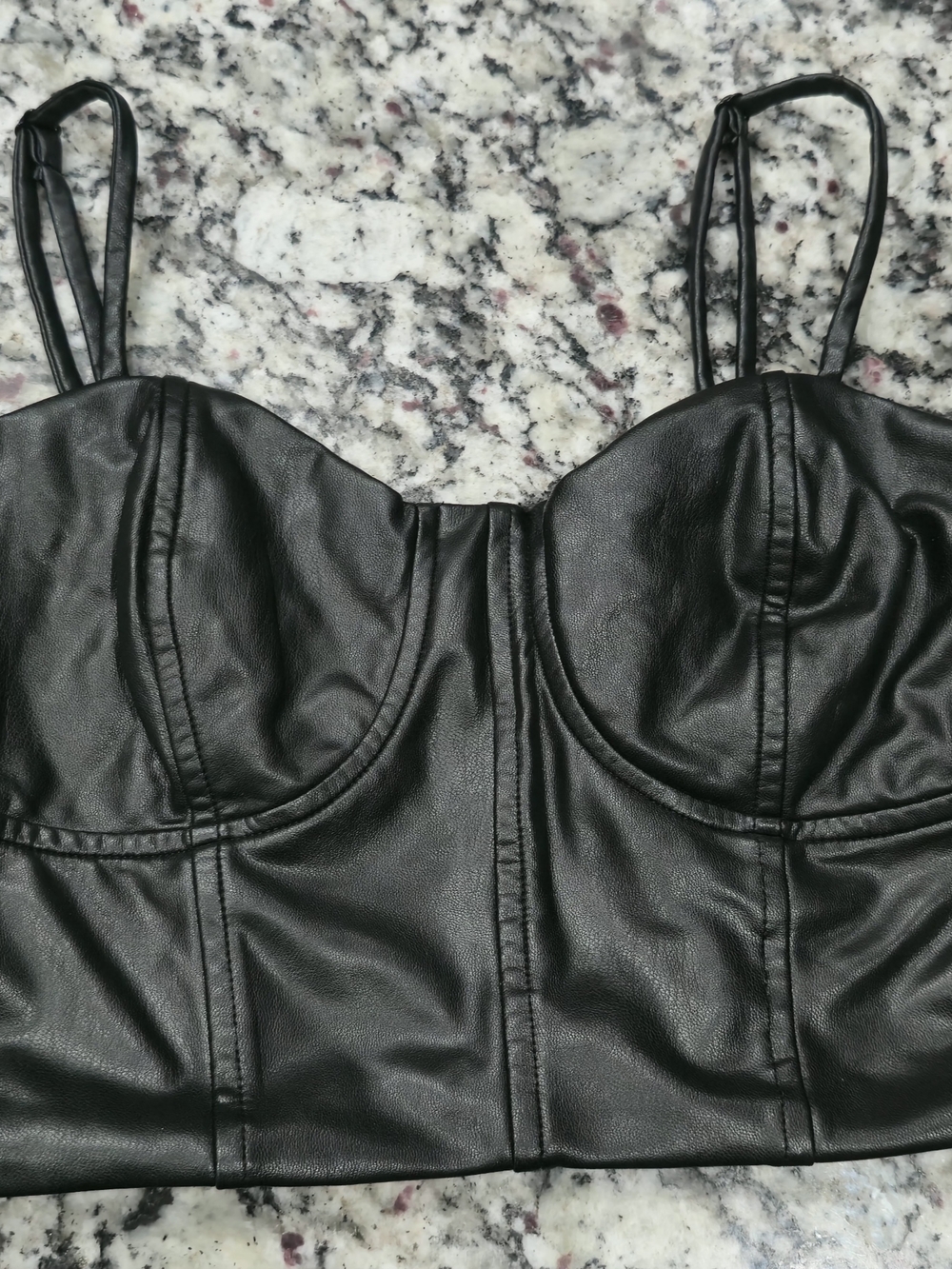 Express Black Faux Leather Bustier Crop Top